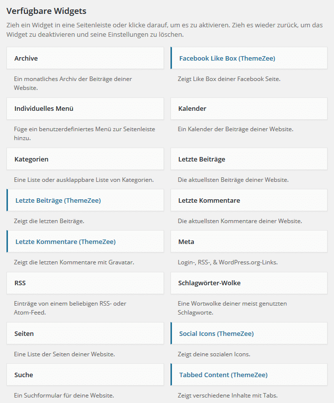 Widget Bundle Dokumentation – ThemeZee